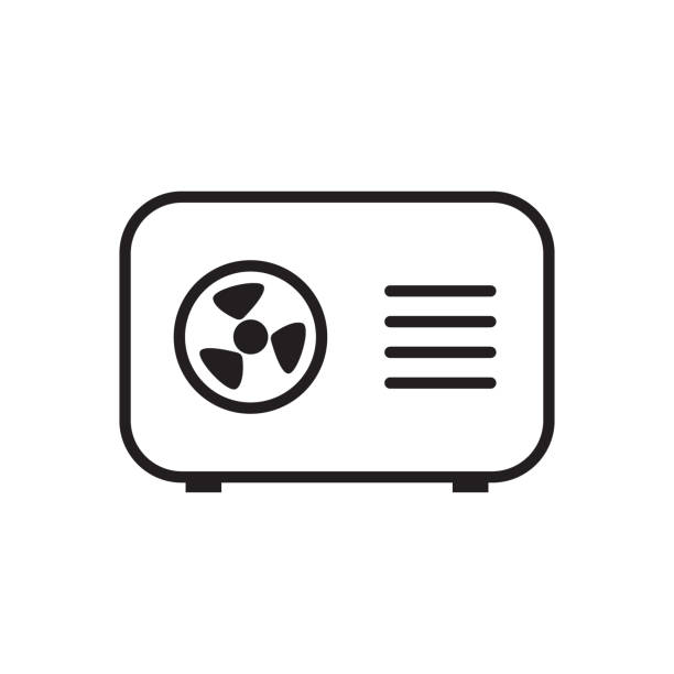 heat pump icon or air conditioner vector symbol - wärmepumpe stock-grafiken, -clipart, -cartoons und -symbole