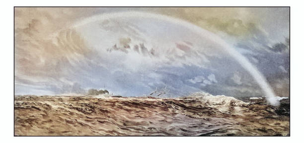 Antique dotprinted photo of paintings: Rainbow