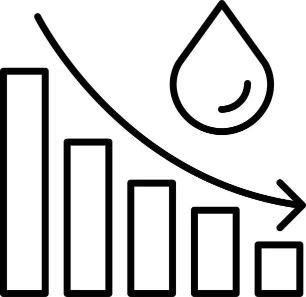 Vector illustration of Oil prices drop Outline vector illustration icon