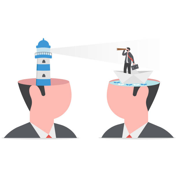 istock Mentor or coaching to advice or guidance to success, help or support for direction, consultant or suggestion for career opportunity concept, lighthouse with guidance light for businessman to success. 1934399365