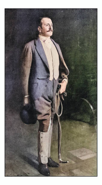 Antique dotprinted photo of paintings: Man portrait