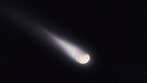 istock Comet nucleus and a long tail of gas. Falling asteroid. 1934430485