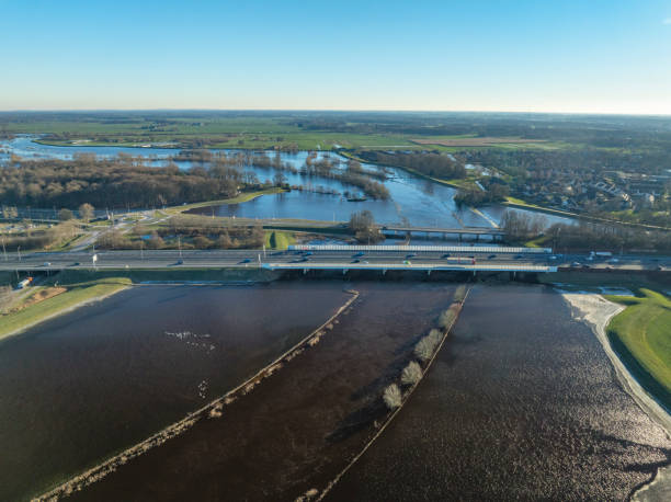 istock Vecht river high water level flooding at Zwolle drone view 1934475645