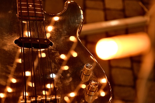 Romantic picture with Bass Guitar and lights