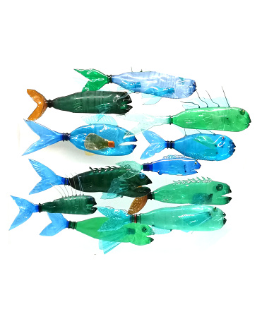 fishes from plastic as nice recycle toys