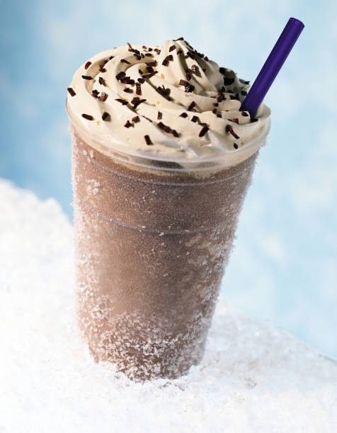 Ice frappuccino covered with whipped cream