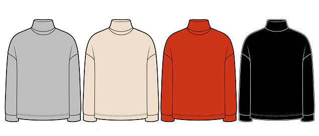 turtleneck knit sweater, different colors, fashion sketch