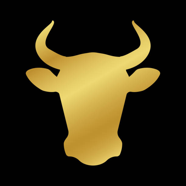 istock Cow head icon. Bull head golden silhouette. Vector illustration. 1934566353