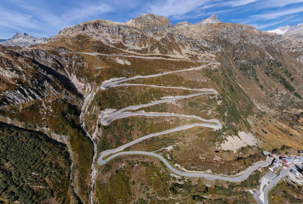 Aerial panorama of Grimsel pass, Switzerland