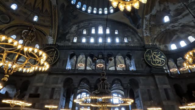 Hyper Lapse Inside Of Hagia Sofia In Istanbul