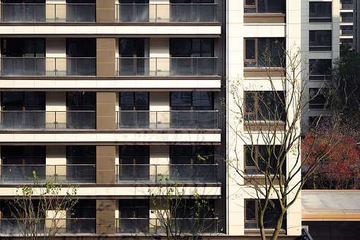 a modern building facade with balconies