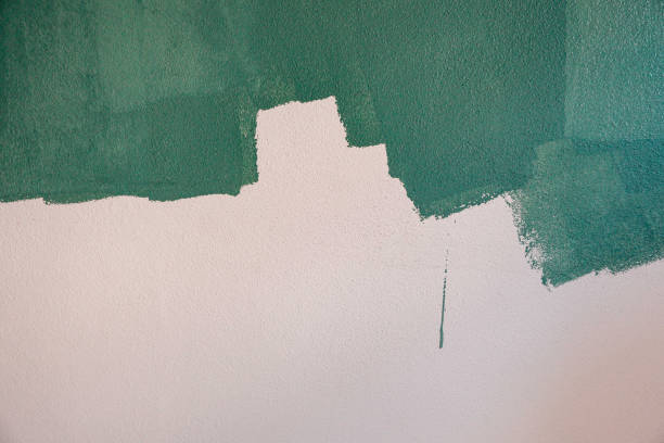Half white and green color wallpaper with rough surface texture