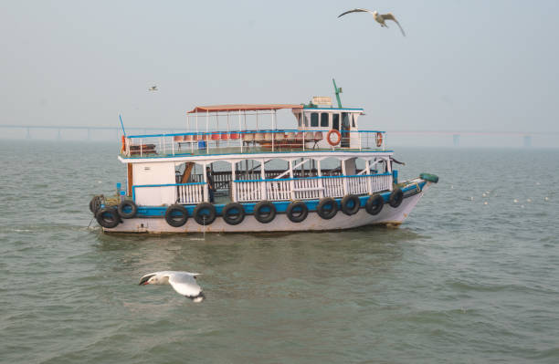 Mumbai, Maharashtra, India, 2nd of January 2024, Ferry with indian passengers to visit Elephanta island,