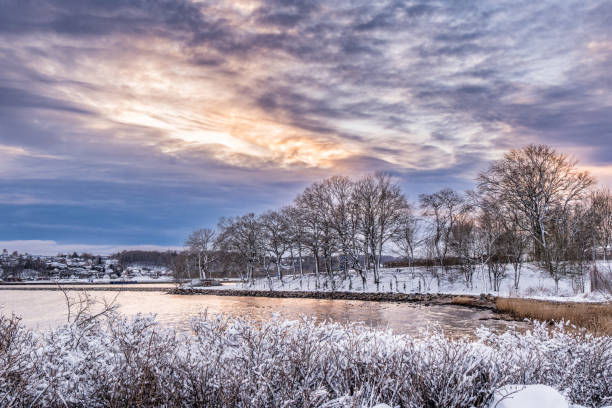 Vejle fjord, inner part, at winter time, Denmark - fotografia de stock