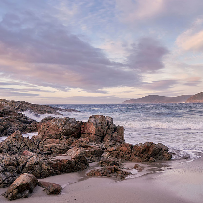 Waves Crashing Against the Rocks. Muxia, Costa da Morte, Galicia, Spain.