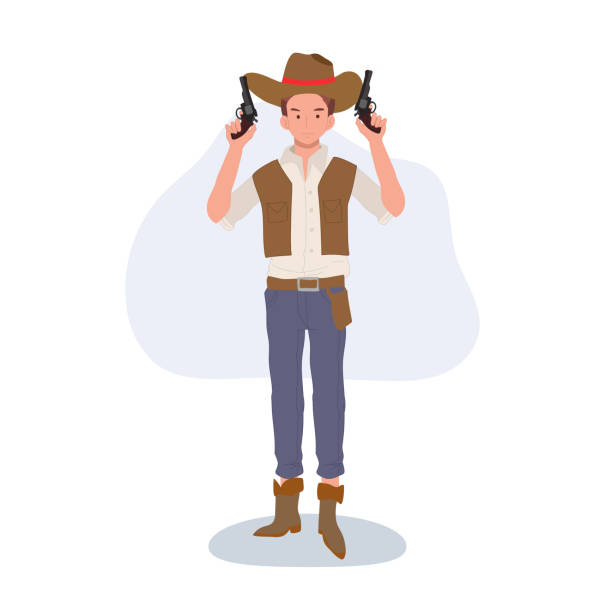 istock Wild West Sheriff. Full-Length Cowboy  Character with Pistol 1934696490
