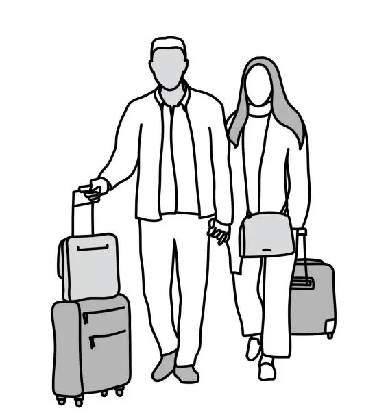 Vector illustration of Travelling Partners In Love  Greys