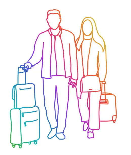 Vector illustration of Travelling Partners In Love  Rainbow