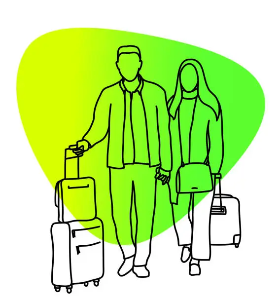 Vector illustration of Travelling Partners In Love Green
