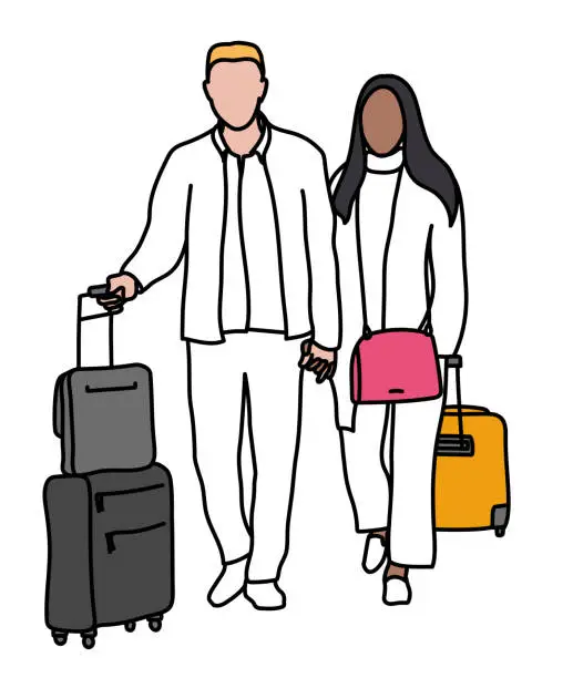 Vector illustration of Travelling Partners In Love Bright