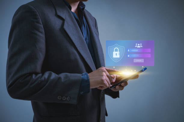istock Logins for commercial and financial transaction data are protected from cyberattacks by cybersecurity, and user private data is encrypted for security 1934708395