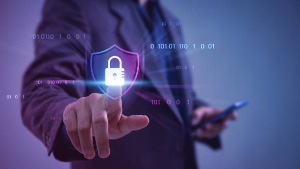 istock Logins for commercial and financial transaction data are protected from cyberattacks by cybersecurity, and user private data is encrypted for security 1934708951
