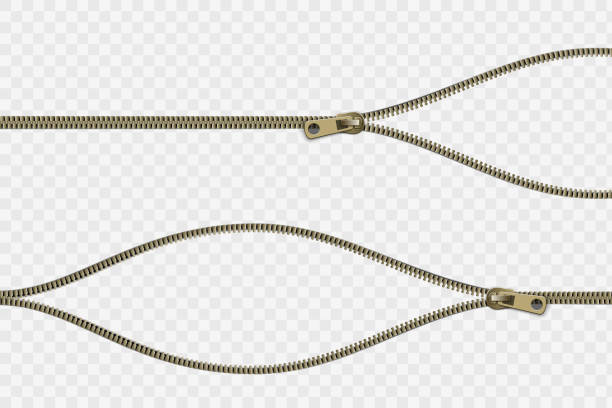 Open zipper with gap. Vector mockups Open zipper with gap. Vector mockups isolated on transparent background. zipper-teeth stock illustrations