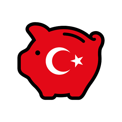 Flag of Turkey, piggy bank icon, vector symbol