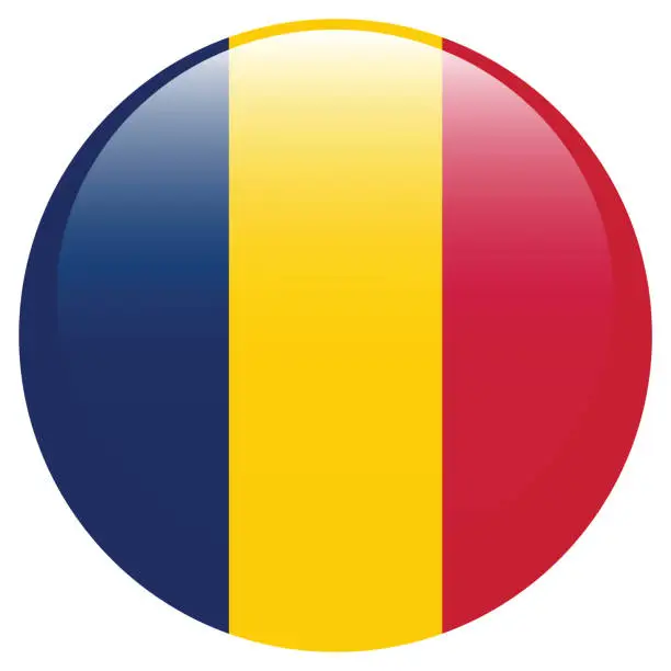 Vector illustration of The flag of Romania. Flag icon. Standard color. A round flag. 3d illustration. Computer illustration. Digital illustration. Vector illustration.