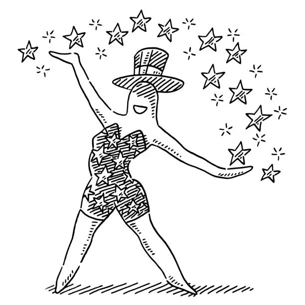 Vector illustration of Entertainment Artist Woman Stars Drawing