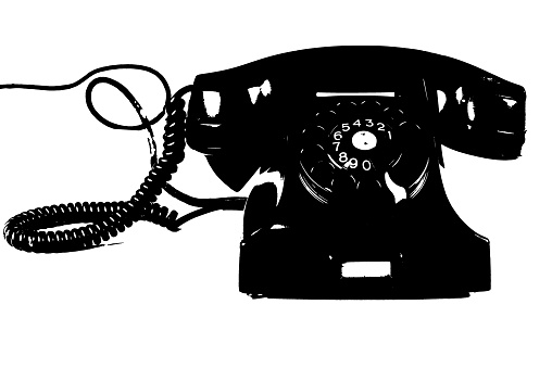 vector vintage black old telephone handset on transparent white background technology telephony image