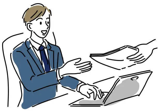 Vector illustration of Business person working on a laptop illustration