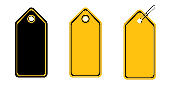 Set of tags line icon. Label, label, number, wardrobe, size, price tag, boutique clothing. Vector icon for business and advertising