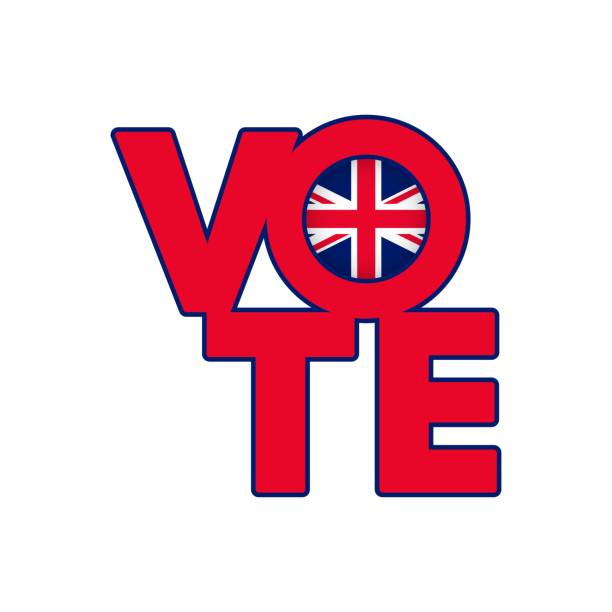 istock Vote sign, postcard, poster. Banner with UK flag. Vector illustration. 1934854544