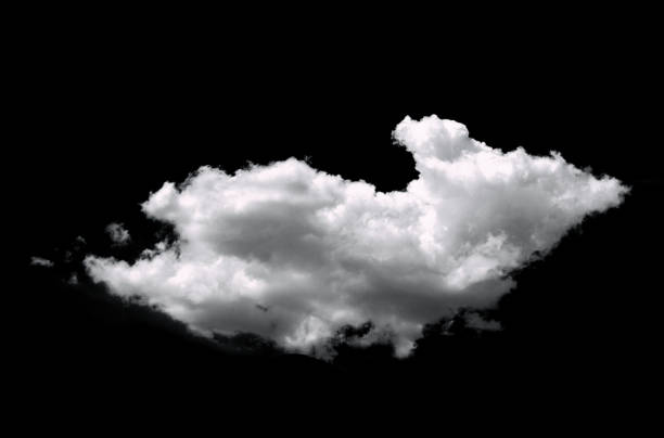 istock White clouds isolated on black background, clounds set on black. Sky design element. Brush 1934884699