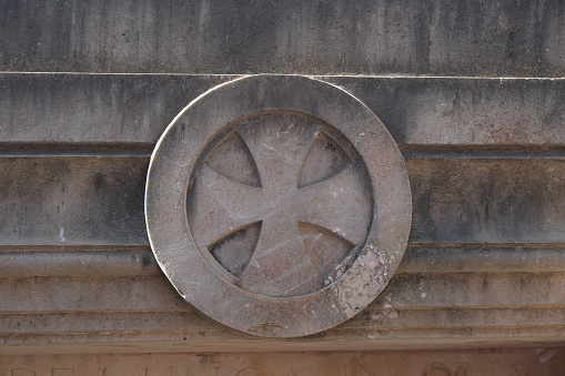 A menorah or Jewish candelabra and Jewish star of David adorn a memorial stone in the Mt. Herzl military cemetery in Jerusalem.