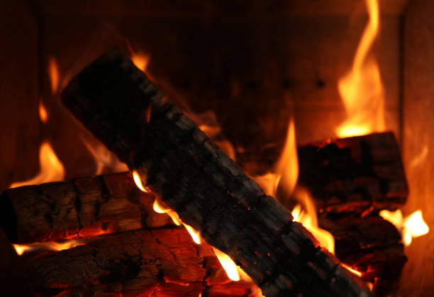 a new fireplace with wood