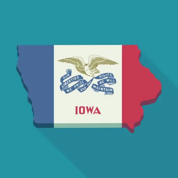 Vector illustration of Iowa 3D map flag (flat design)