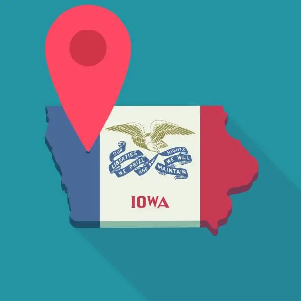 Vector illustration of Location in Iowa (Flat design)