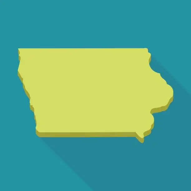 Vector illustration of Iowa 3D map (flat design)