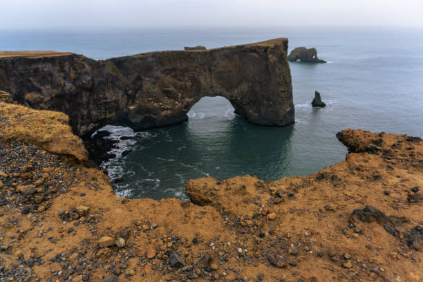 Dyrhólaey arch nature reserve in Iceland stock photo