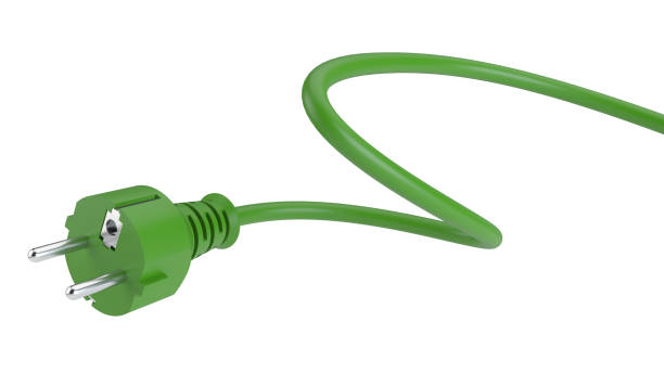 istock Green electric plug on white background, 3d illustration 1935028473
