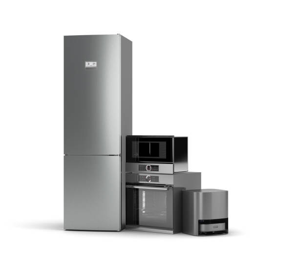 istock Modern new built in kitchen appliances 3d render on white 1935029718