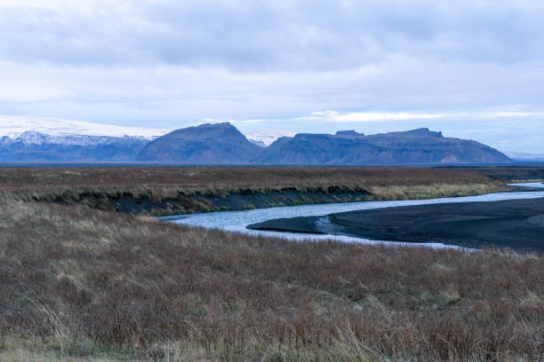 View of katla geopark and sólheimajökull glacier in Iceland stock photo