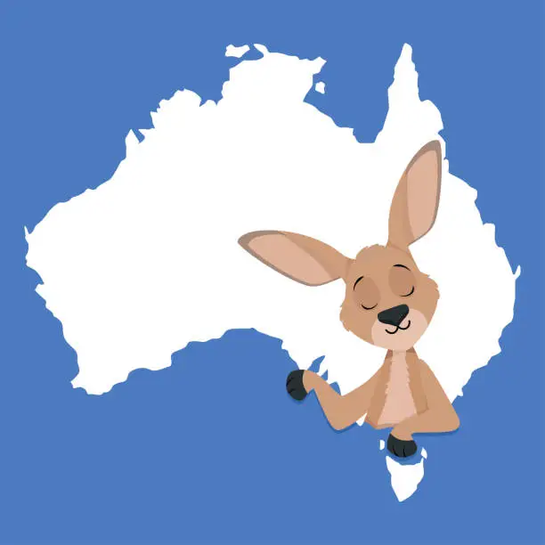 Vector illustration of Kangaroo with Australia
