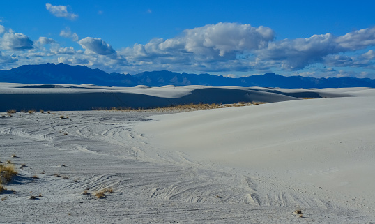 Desert landscape of gypsum dunes in White Sands National Monument in New Mexico, USA