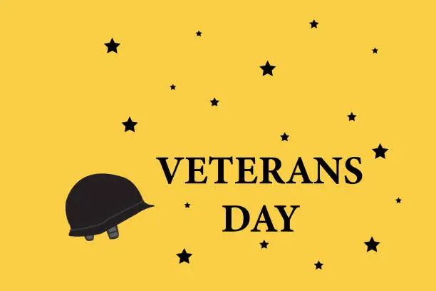 Vector illustration of helmet sign. Veterans day. Honoring all who served. November 11