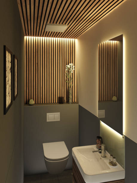 Modern guest toilet 3d rendering of a modern guest toilet guest bathroom stock pictures, royalty-free photos & images