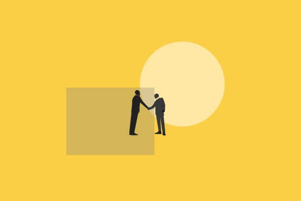 istock Business negotiation, deal making or acquisition, merger vector concept. Two men shaking hands. Minimal design. Eps10 illustration. 1935189303