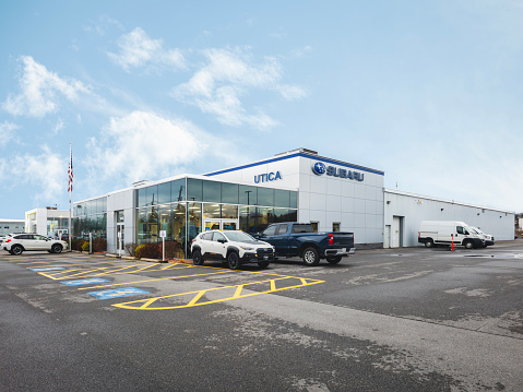 Yorkville, New York - Nov 23, 2023: Subaru of Utica is an authorized dealership that exclusively sells Subaru vehicles, certified Pre-Owned vehicles, Service and maintenance, genuine Subaru parts.